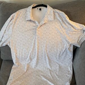 Mens Adidas golf shirt white/grey size L